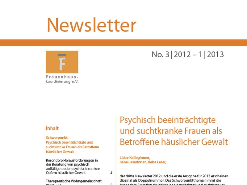 Newsletter der Frauenhauskoordinierung, 3/2012–1/2013