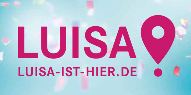 Luisa ist hier, Türaufkleber und Flyer-Vorderseite