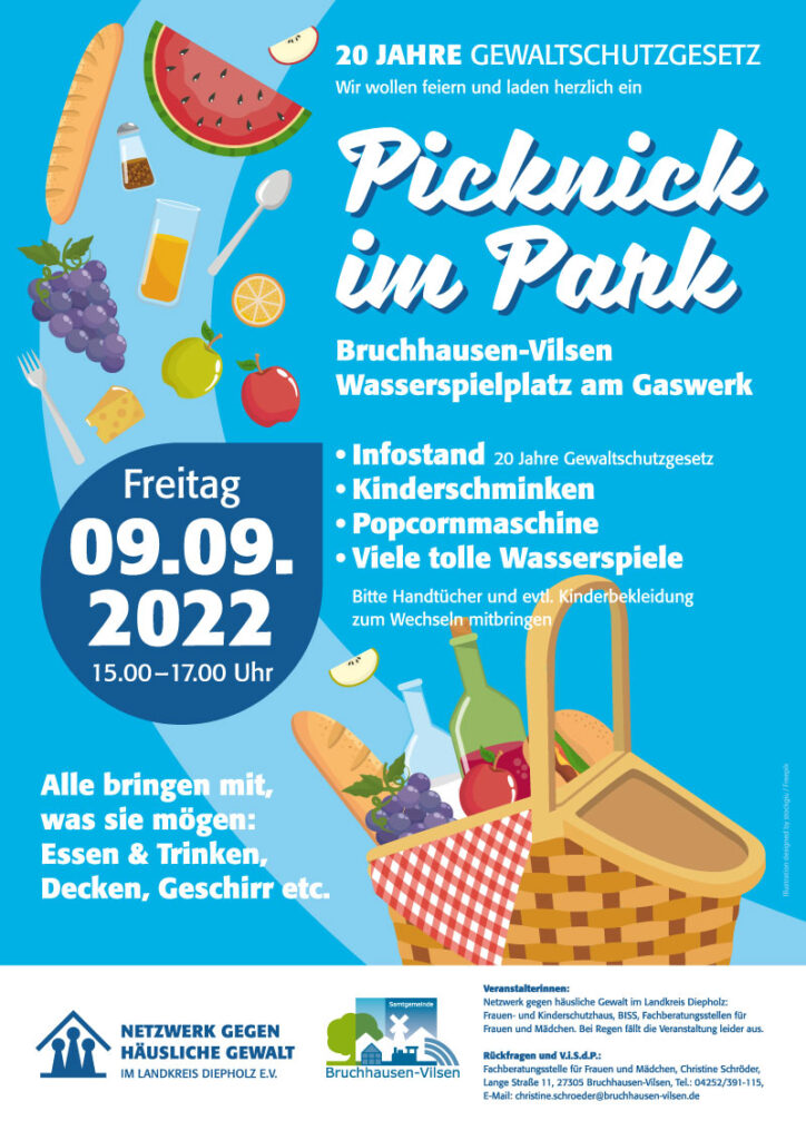 Picknick im Park, 09.09.2022, 15.00–17.00 Uhr, Bruchhausen-Vilsen, Wasserspielplatz am Gaswerk.
(Illustration designed by stockgiu / Freepik)