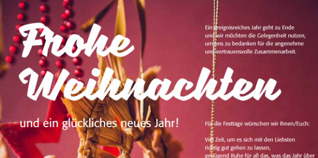 Frohe Weihnachten und ein glückliches neues Jahr!