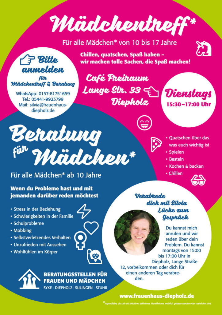 Flyer Mädchentreff und Beratung für Mädchen in Diepholz